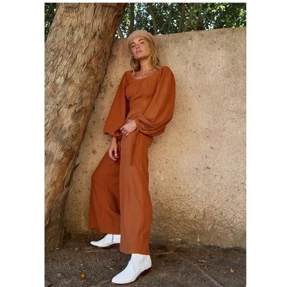 Free People Josie wide leg balloon sleeve jumpsuit - Picture 2 of 8
